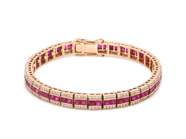 Ruby and Diamond Channel Bracelet