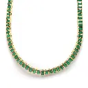 Emerald Bezel Set Tennis Necklace