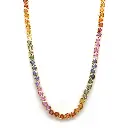 Rainbow Sapphire Upside Down Heart Necklace