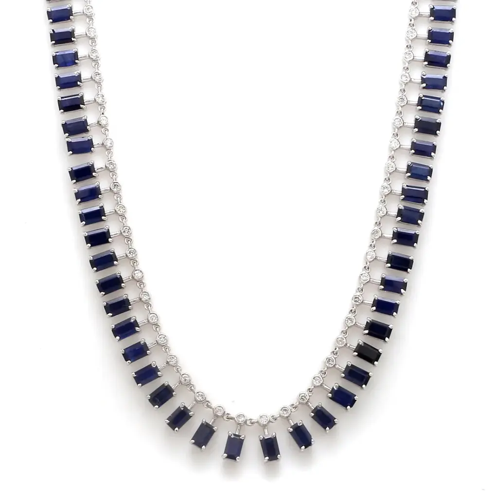 Blue Sapphire Dot and Dash Big Necklace