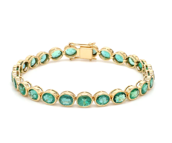 Emerald Oval Bezel Set Tennis Bracelet