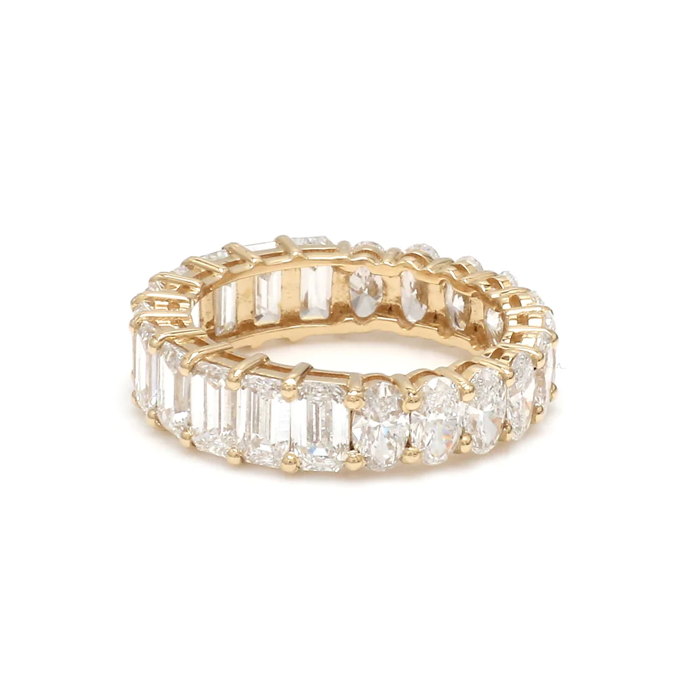 Diamond Oval & Emerald Cut Eternity Band Ring