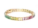 Rainbow Sapphire Emerald Cut Pastel Bracelet