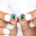 Emerald & Rainbow Sapphire Studs