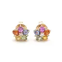 Rainbow Sapphire & Diamond Floral Studs