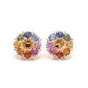 Rainbow Sapphire Round Cluster Studs