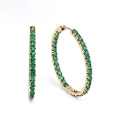 Emerald Round Thin Big Hoops 