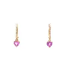 Pink Sapphire Heart Mini Huggies Earrings