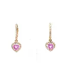 Pink Sapphire Heart Halo Diamond Mini Huggies