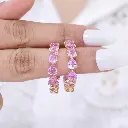 Pink Sapphire Pear Hoops