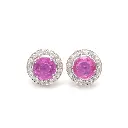 Pink Sapphire & Diamond Round Studs