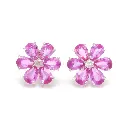 Pink Sapphire & Diamond Flower Studs