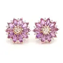 Pink Sapphire Marquise Flower Studs