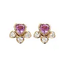 Pink Sapphire & Diamond Heart Bezel Studs