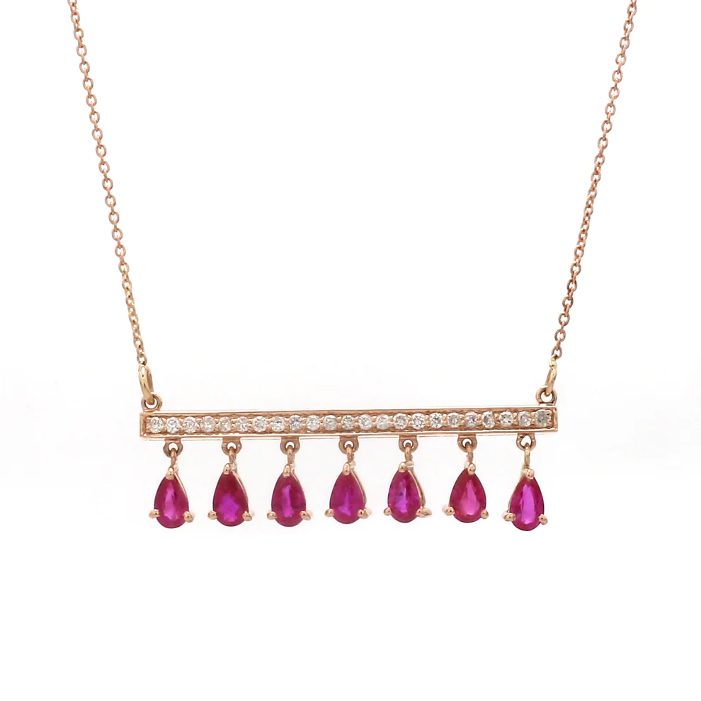 Ruby Bar Pear Necklace