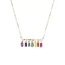 Rainbow Sapphire Baguette & Diamond Necklace