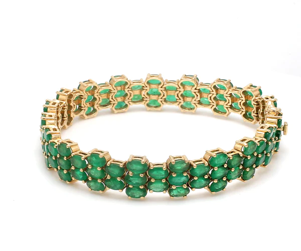 Emerald Oval Three Line Bracelet