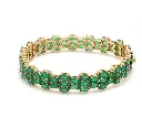 Emerald Oval Three Line Bracelet