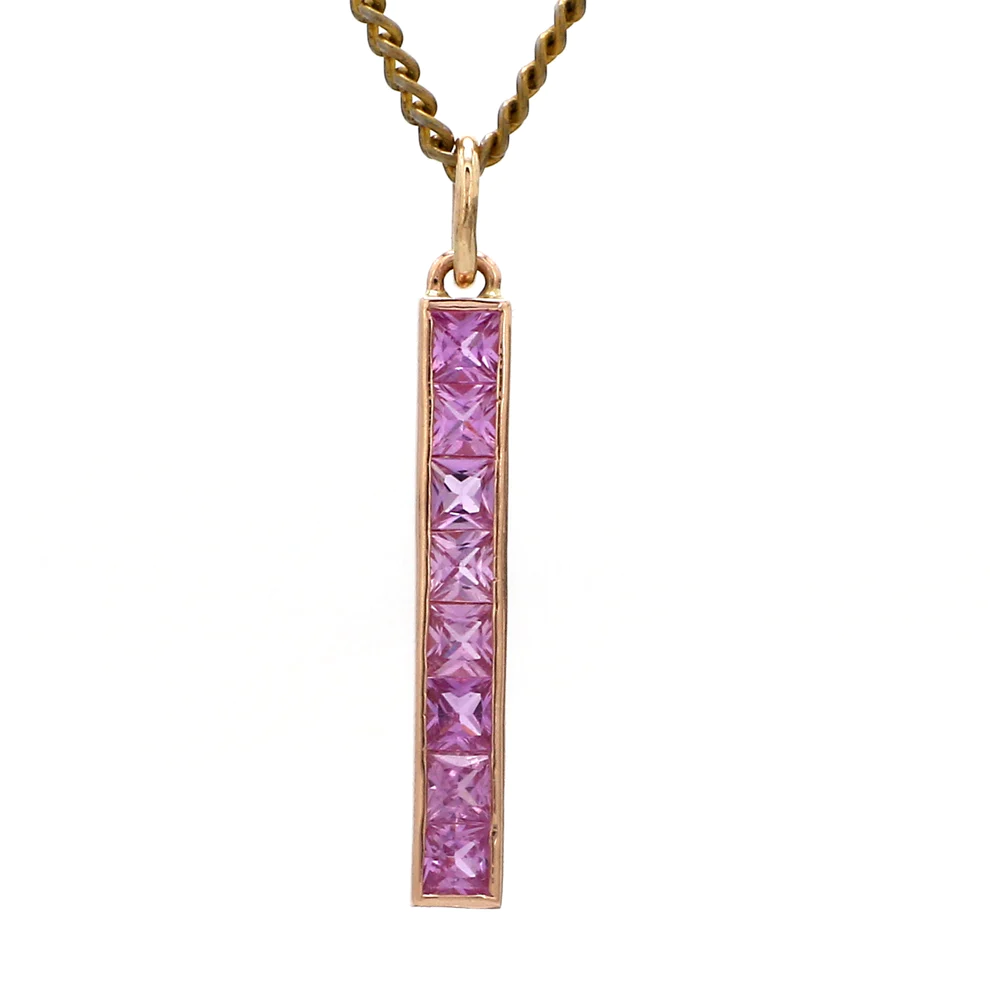 Pink Sapphire Hanging Bar Pendant