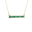 Emerald Baguette Bar Necklace