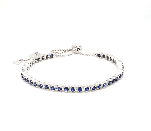 Blue Sapphire Round Bolo Chain Bracelet