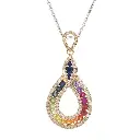 Rainbow Sapphire Pear Swirl Channel Pendant