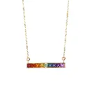 Rainbow Gemstone Horizontal Bar Pendant