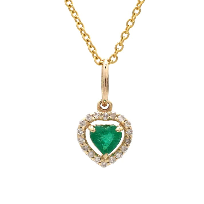 Emerald & Diamond Heart Mini Pendant