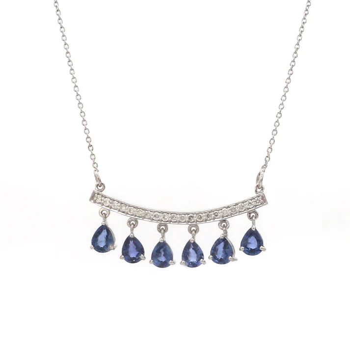 Blue Sapphire Hanging Pear Pendant