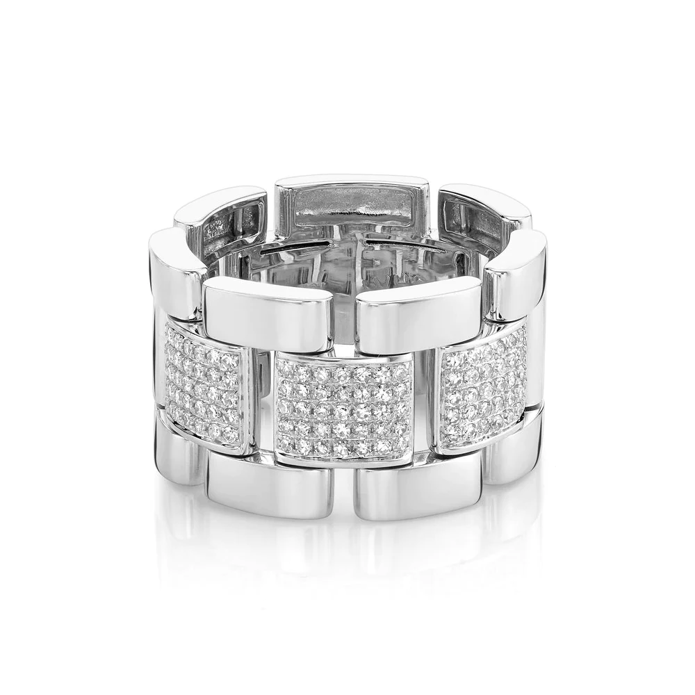 Men's Partial Diamond Journey Link Ring