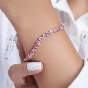 Pink Sapphire Bezel Heart Tennis Bracelet