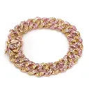 Pink & Yellow Sapphire Cuban Chain Bracelet