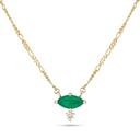 Emerald Solitaire Marquise & Diamond Necklace