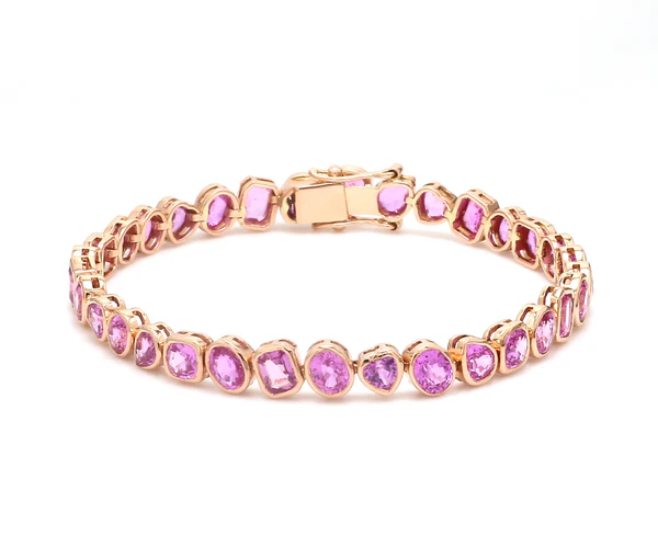 Pink Sapphire Mix Shape Bezel Bracelet