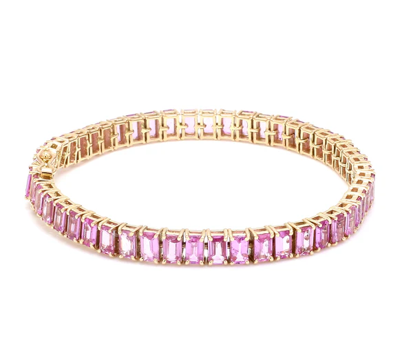 Pink Sapphire Emerald Cut Infinity Bracelet