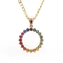 Rainbow Sapphire Round Disc Pendant