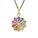 Rainbow Sapphire & Diamond Flower Pendant