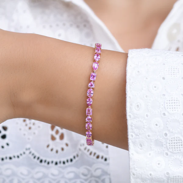 Pink Sapphire Mix Link to Link Bracelet