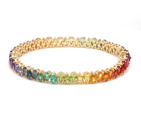 Rainbow Sapphire Pear Alternate Tennis Bracelet