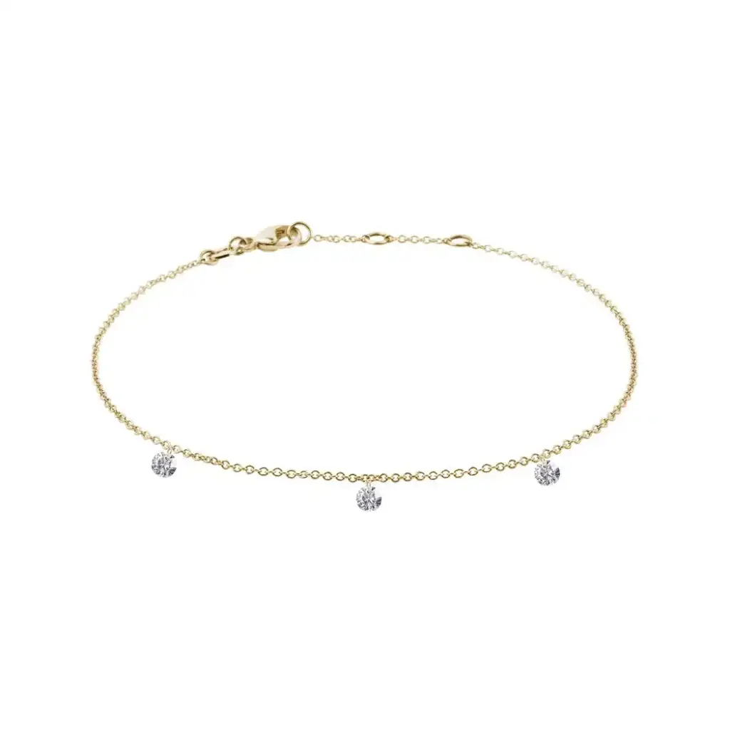 Three Diamond Drop Bracelet