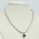 Diamond Heart & Blue Sapphire Solitaire Necklace