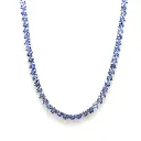 Blue Sapphire Heart Light Tennis Necklace