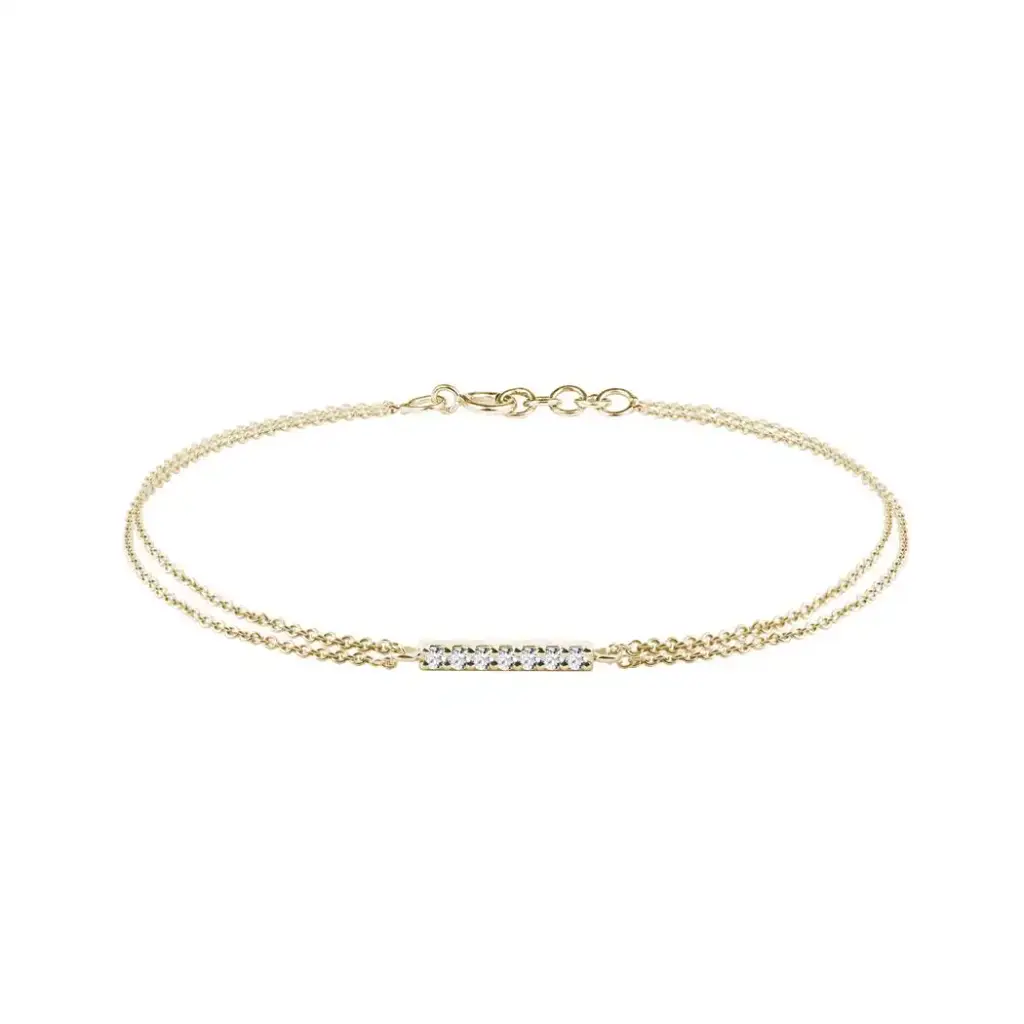 Diamond Bar with Double Chain Bracelet