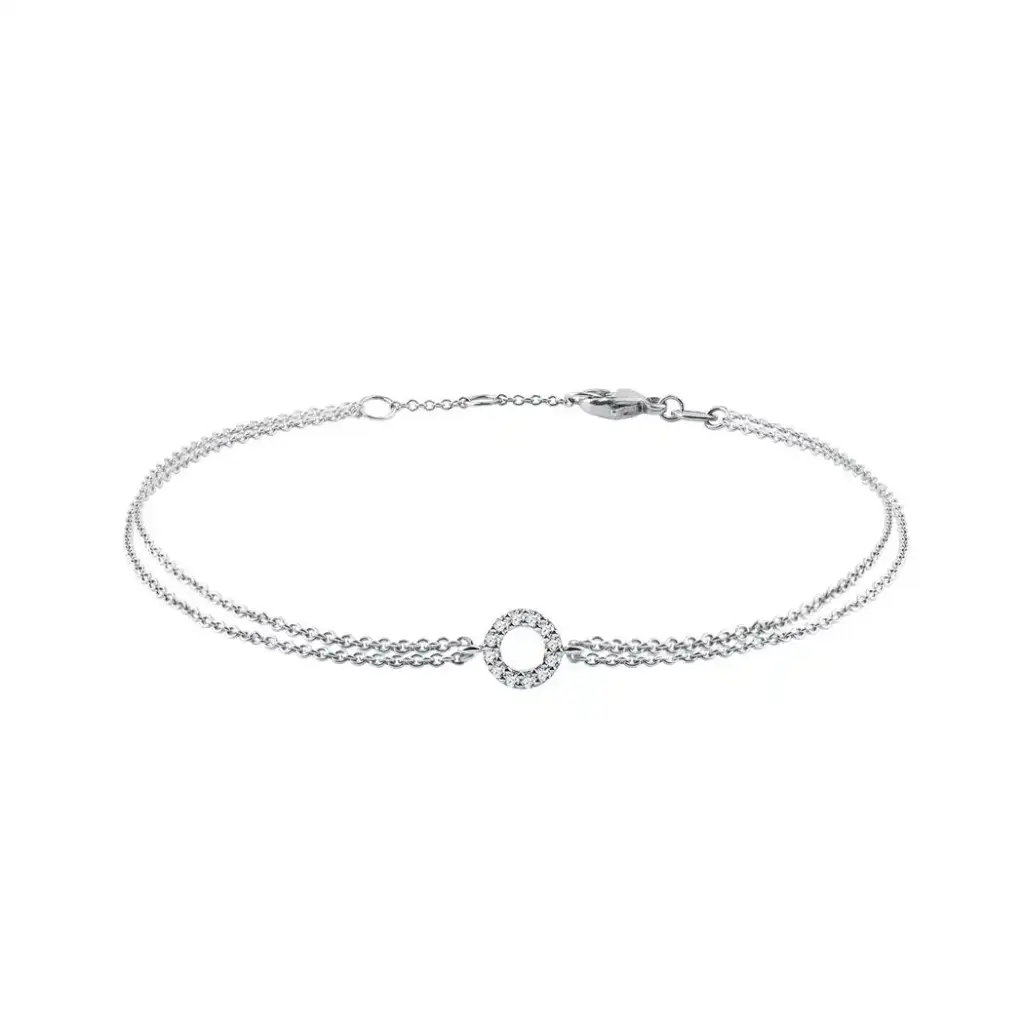 Diamond Round Loop with Double Chain Bracelet