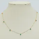 Emerald Bezel Heart Hanging Chain Necklace