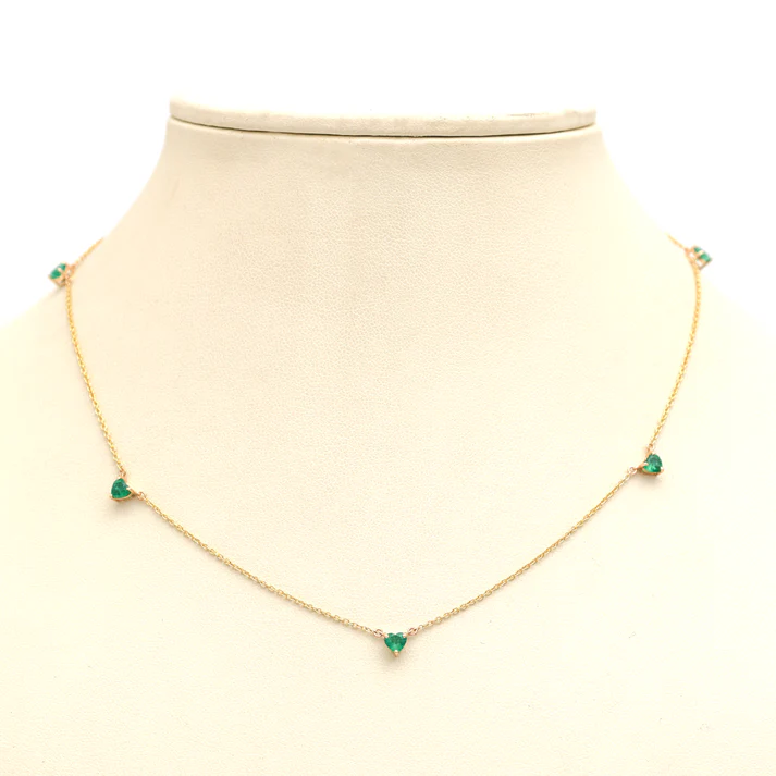 Emerald Heart Link Chain Necklace