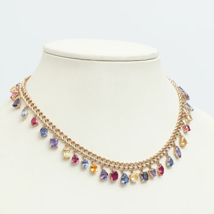 Exotic Sapphire Link Chain Necklace