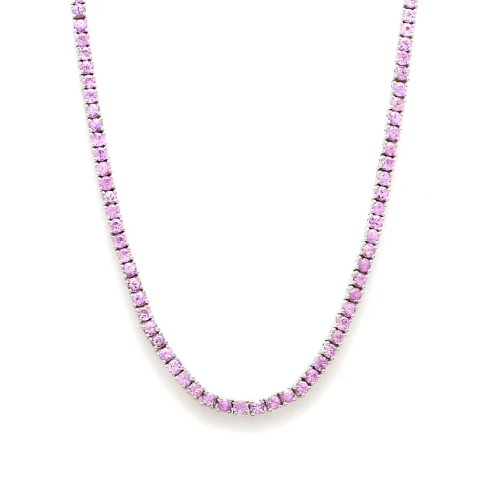 Pink Sapphire Medium Tennis Necklace