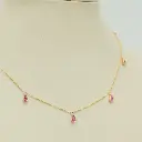 Pink Sapphire Pear Bezel Charm Necklace