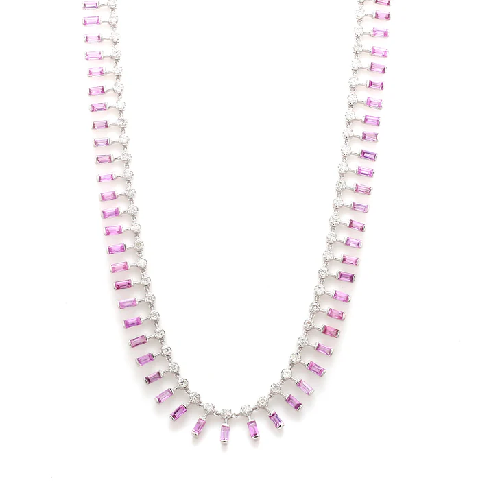 Pink Sapphire Dot & Dash Necklace